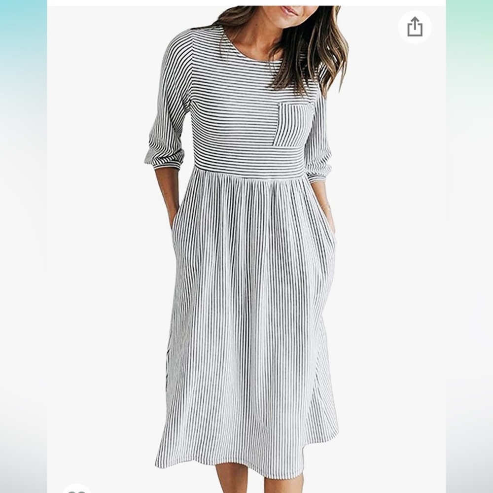 NWOT Black and white striped cotton dress